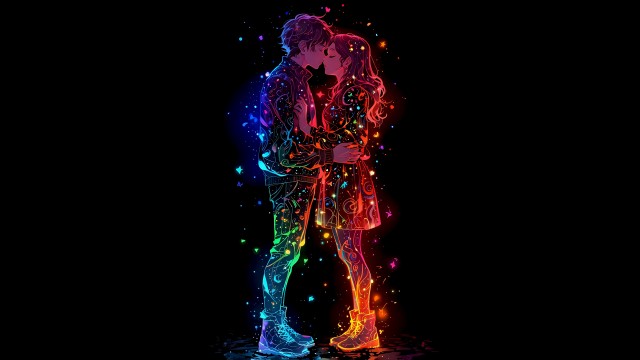 Kissing couple Colorful art