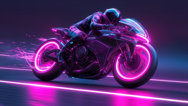 Racing Neon Motorcycle