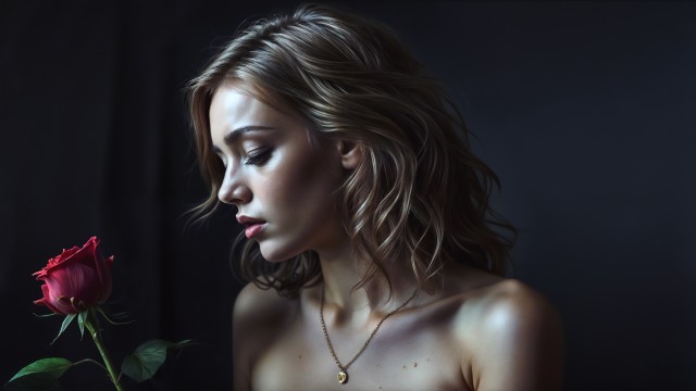 Beautiful girl Red Rose