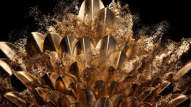 Golden Peacock feathers Digital Art