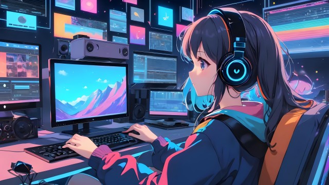 Anime girl Working
