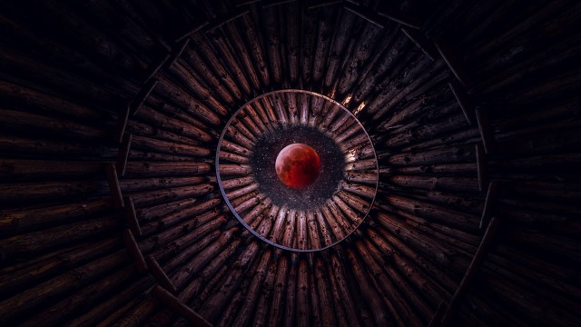 Blood Moon Looking up at Sky