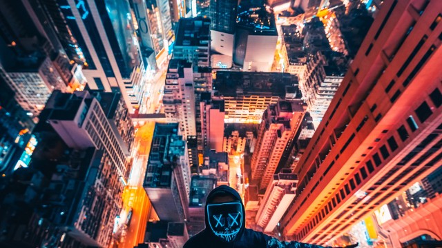 Hong Kong City Neon Mask