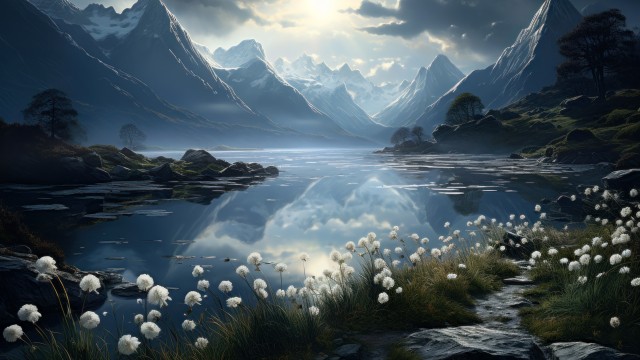 Alpine lake Moonlight