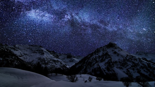 Glacier mountains Milky Way