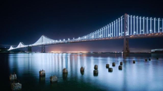 San Francisco-Oakland Bay Bridge Night lights