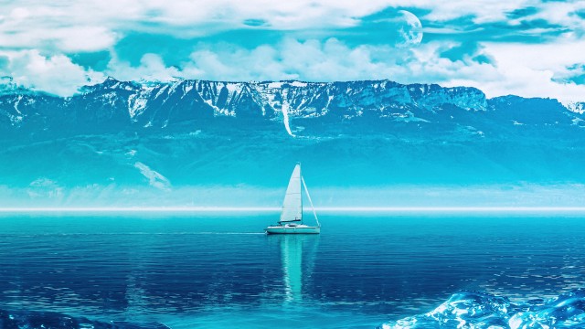 Sailing boat Mountains