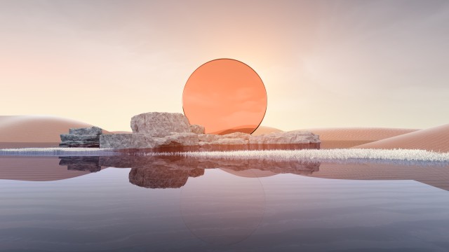 Sunset Desert Landscape Digital Art