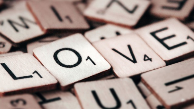 Love text Scrabble letters
