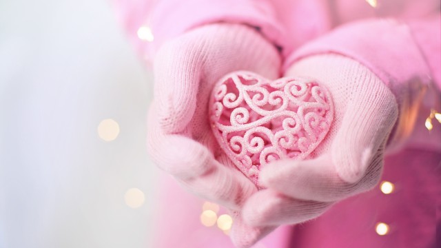Pink Heart Hand Gloves