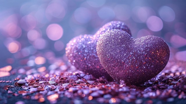 Purple hearts Bokeh Background