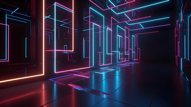 Neon Lights Hallway
