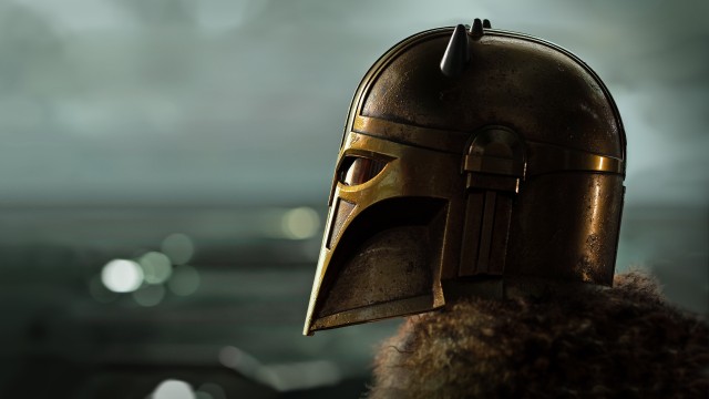 The Mandalorian Armorer helmet