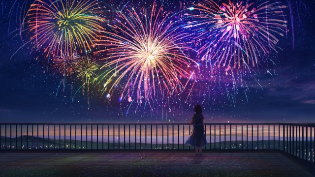 Anime girl Fireworks