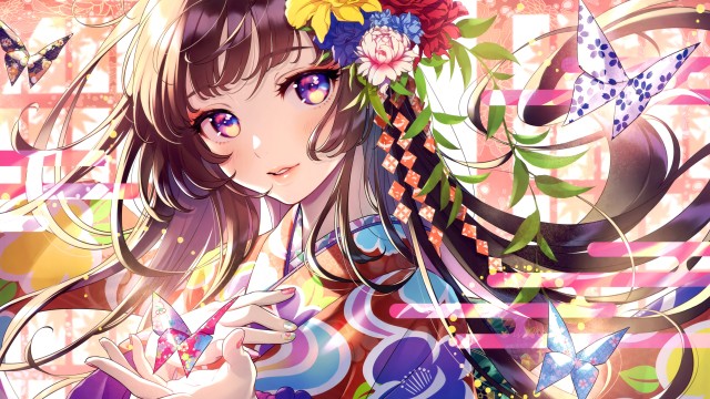 Anime girl Floral