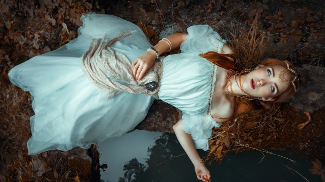 Beautiful girl Aerial view