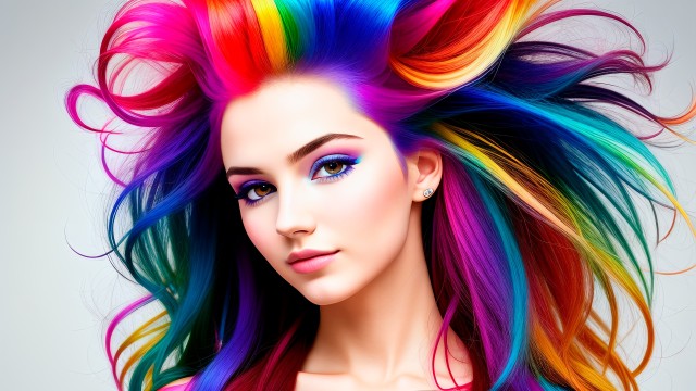 Beautiful girl Colorful hair