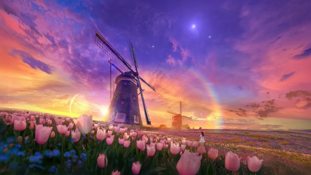 Tulips field Windmill