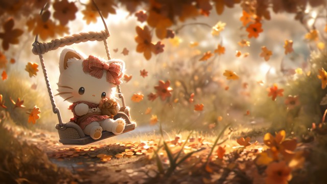 Hello Kitty Autumn background