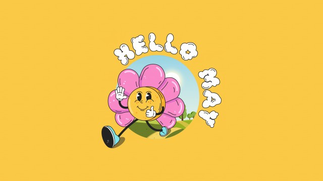 Hello May Yellow background