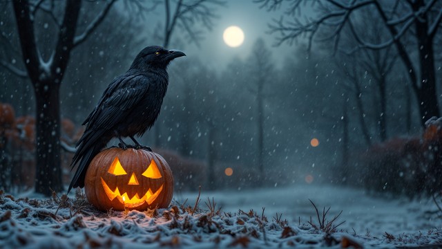 Halloween Pumpkin Crow